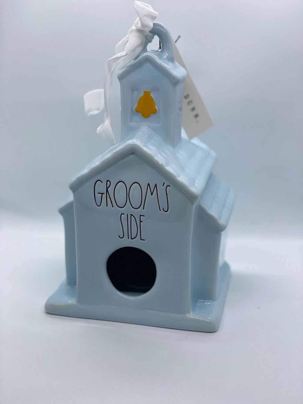 Rae Dunn Ceramic Birdhouse "Grooms Side" Wedding Chapel Design New